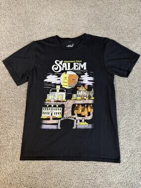 The Lost Bros Shirt Mens Small Black Salem Graphic Print Crew Neck Halloween Tee